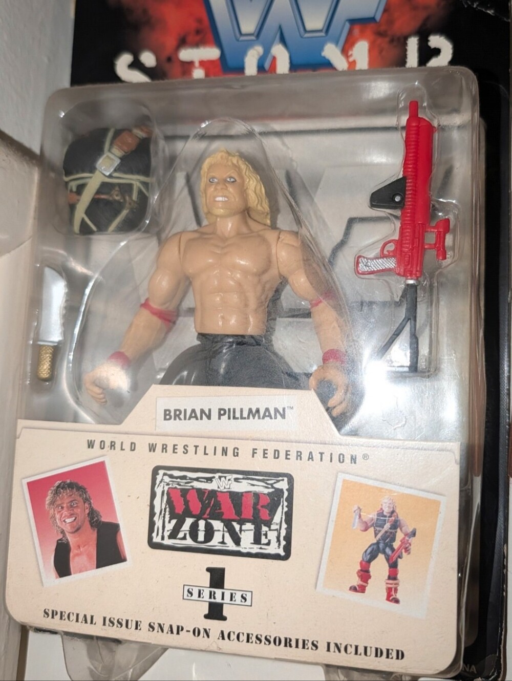 WWE STOMP Brian Pillman Action Figure - Black & Red Accessories